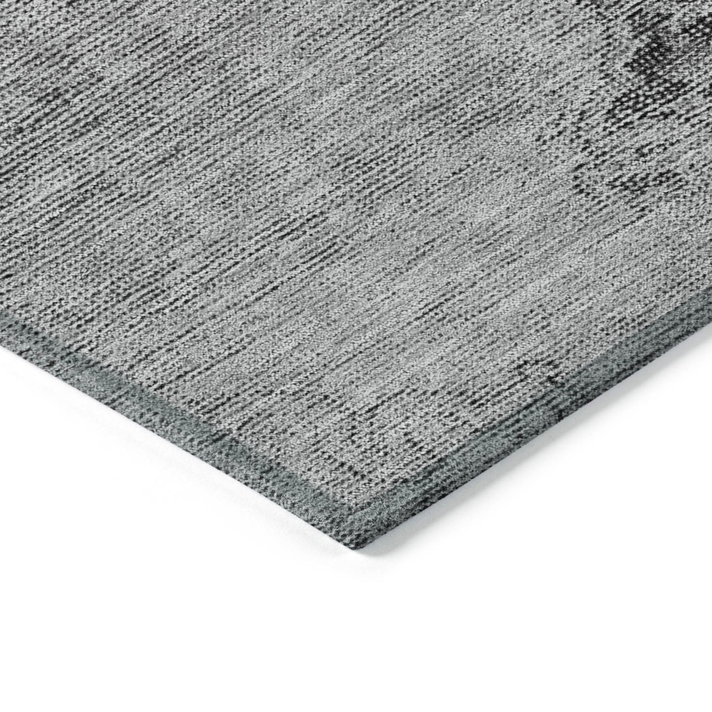 5' X 8' Gray Silver And Charcoal Oriental Washable Indoor Outdoor Area Rug